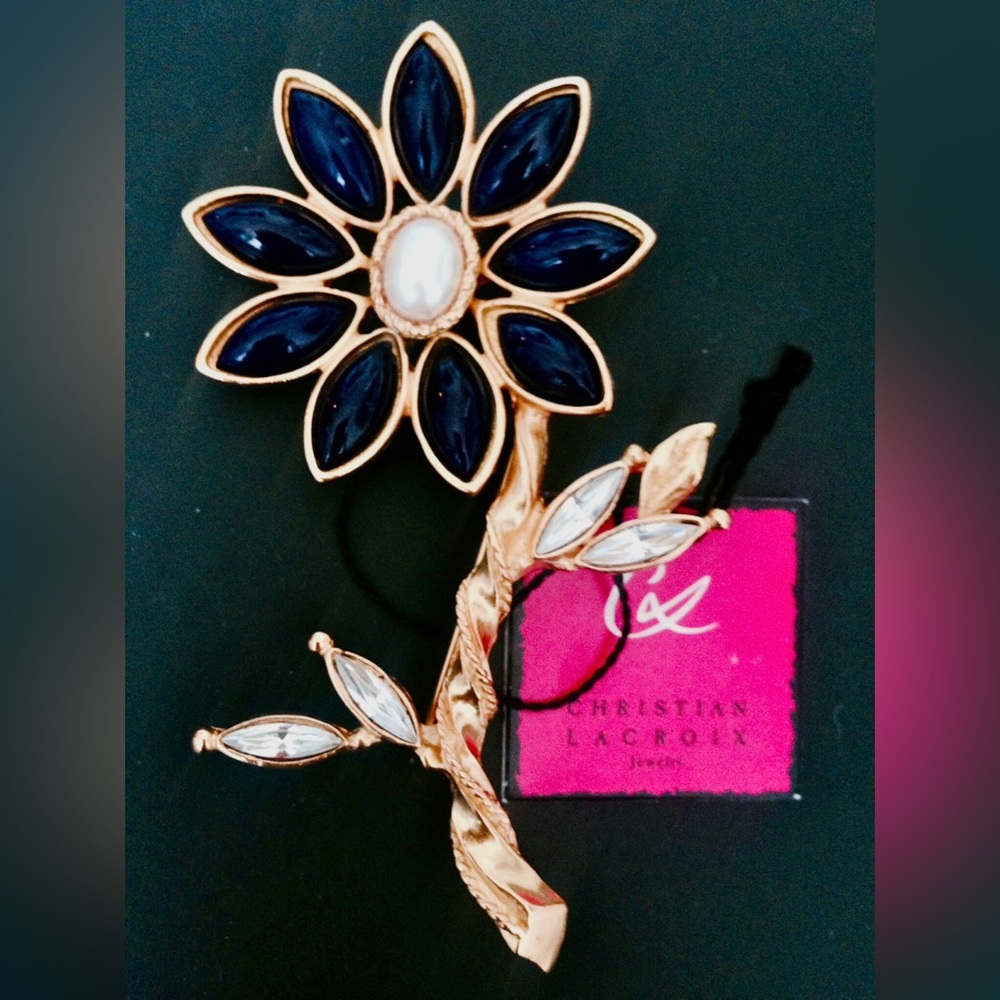 Easter Gift - Christian Lacroix Vintage flower pin brooch NWT. Rare Original BOX